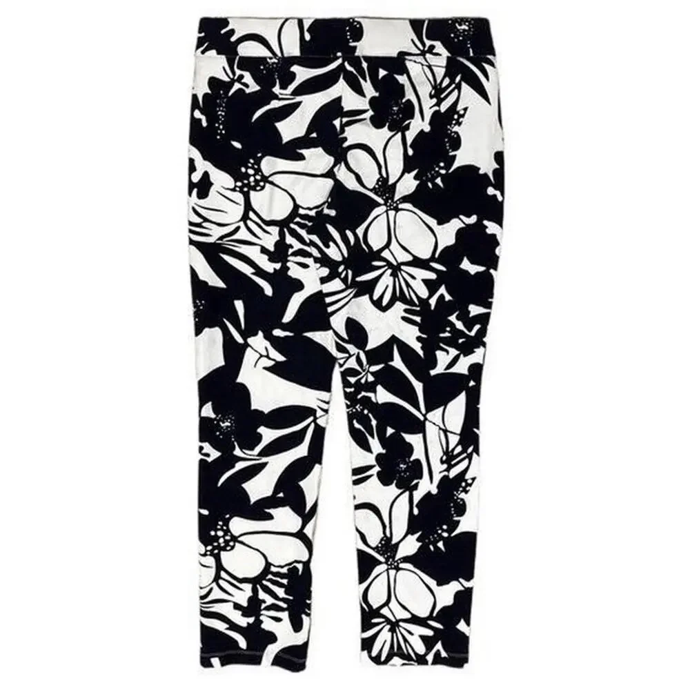 Chico's 2.5 Travelers vacation Hawaii Tropical Floral resort Ankle Pants Navy 14 - Picture 5 of 14